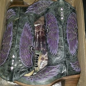 Ladies Corral Purple and Grey Angel Wing Boots.